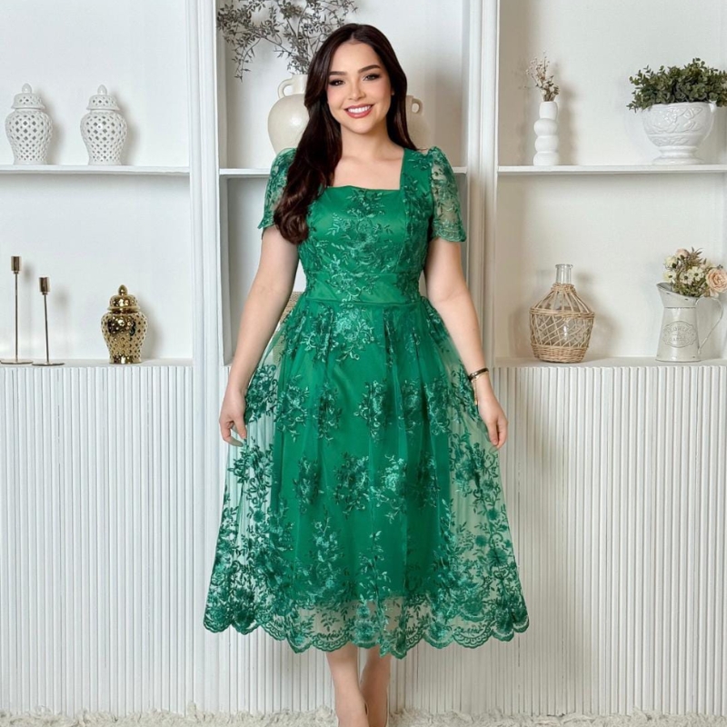 Vestido Tule Bordado 3D - Imagem 6